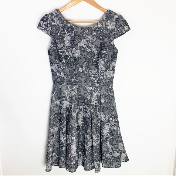 Betsey Johnson Dresses Betsey Johnson Skater Dress Gray Floral Lace